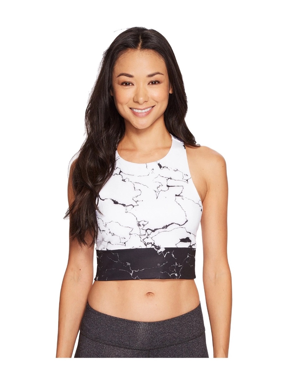 NEW adidas speed crop top marble black white large